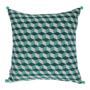 Turquoise Geometric Throw Pillow 18"