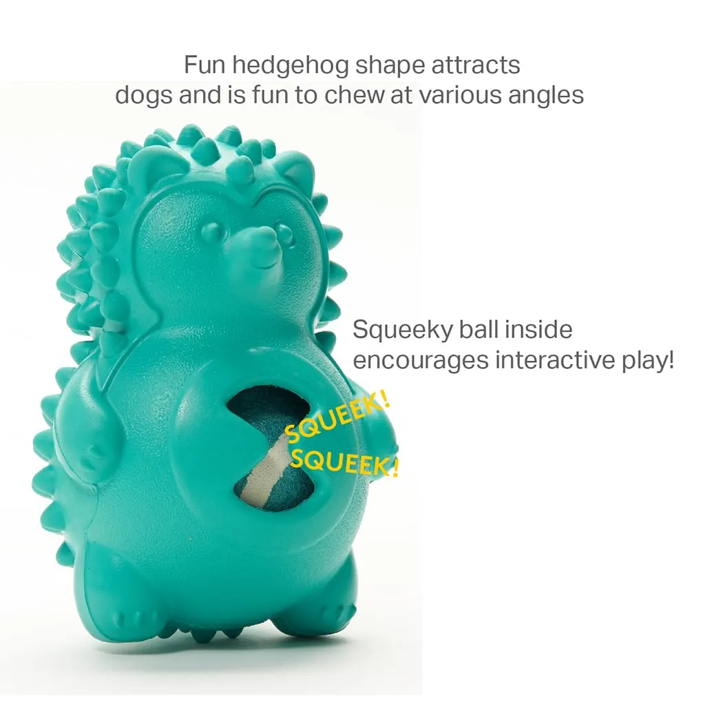 friends-forever-squeaky-dog-toys-with-tennis-ball-tough-dog-chew-toys-interactive-dog-toys-with-natural-rubber-teal-hedgehog