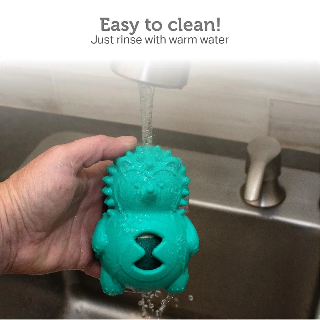 friends-forever-squeaky-dog-toys-with-tennis-ball-tough-dog-chew-toys-interactive-dog-toys-with-natural-rubber-teal-hedgehog