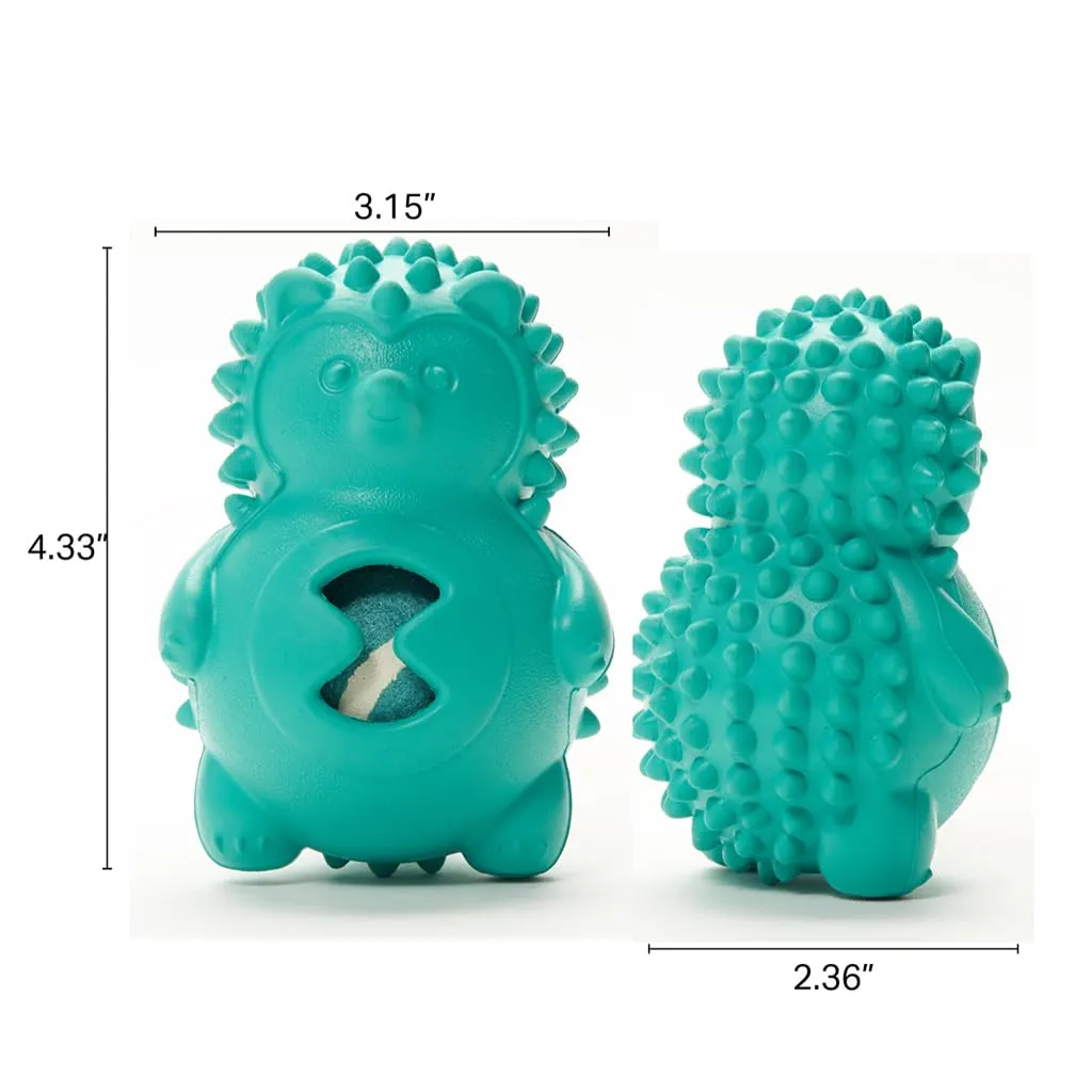 friends-forever-squeaky-dog-toys-with-tennis-ball-tough-dog-chew-toys-interactive-dog-toys-with-natural-rubber-teal-hedgehog