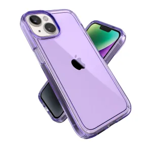Speck Clear Case for iPhone 14 & iPhone 13 - Protects against drops, resists scratches, and prevents yellowing. Dual layer case for 6.1 inch models in Amethyst Purple and Clear.