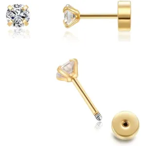 Flat Back CZ Stud Earrings