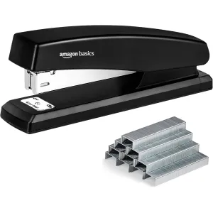 Stapler ya Ofisi ya Amazon Basics na Staples 1000, Uwezo wa 25 Hills, Usuaji Usio-gingika, Nyeusi