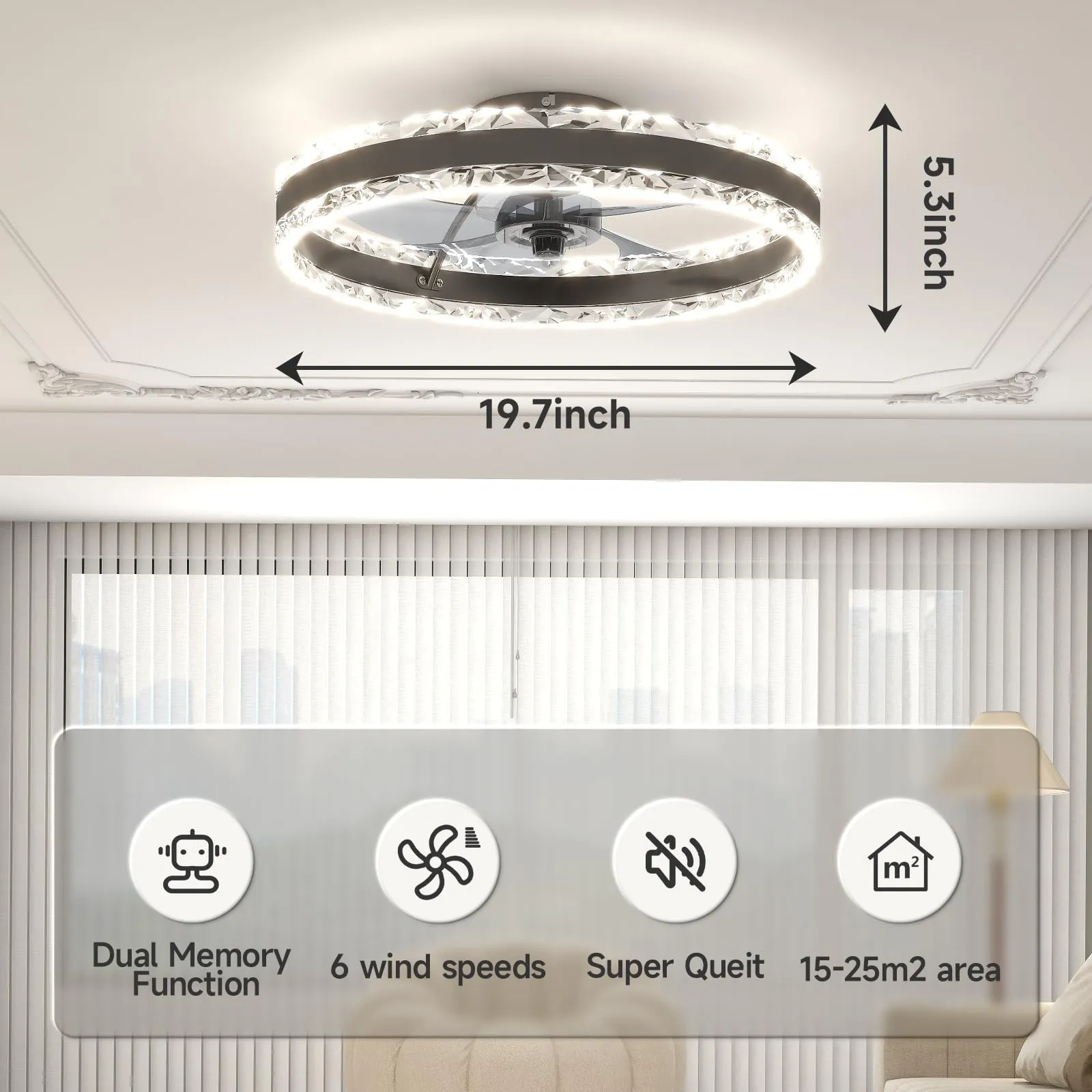 volisun-low-profile-ceiling-fans-with-light-and-remote-19-7in-fandelier-ceiling-fan-with-light-3000k-6500k-dimmable-flush-mount-led-ceiling-fan-light-black-modern-ceiling-fan-light