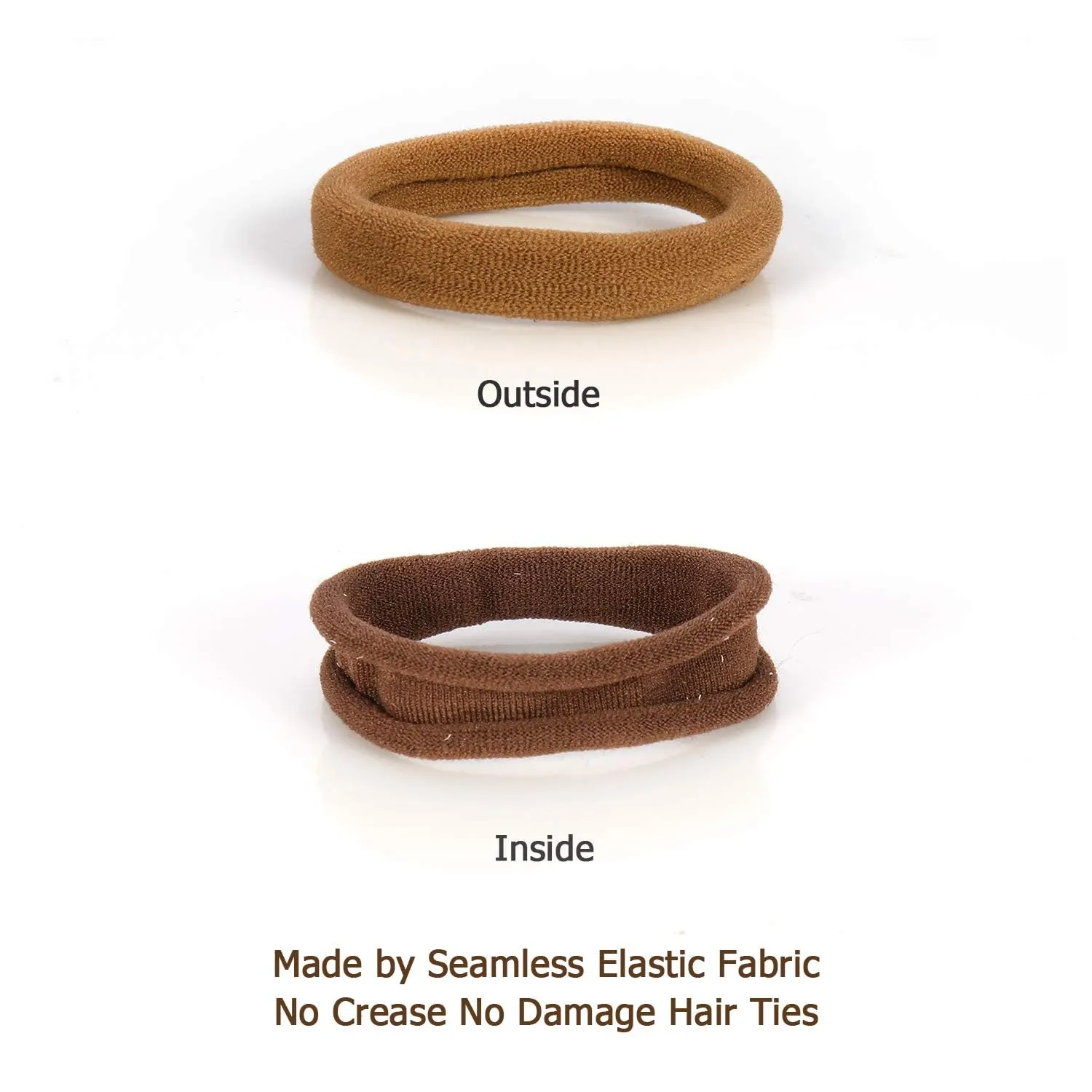hoyols-soft-thick-seamless-cotton-hair-ties-ponytail-scrunchies-head-bands-no-damage-crease-for-women-girls-kids-ponytail-holder-100-pieces-brunette-brown-set
