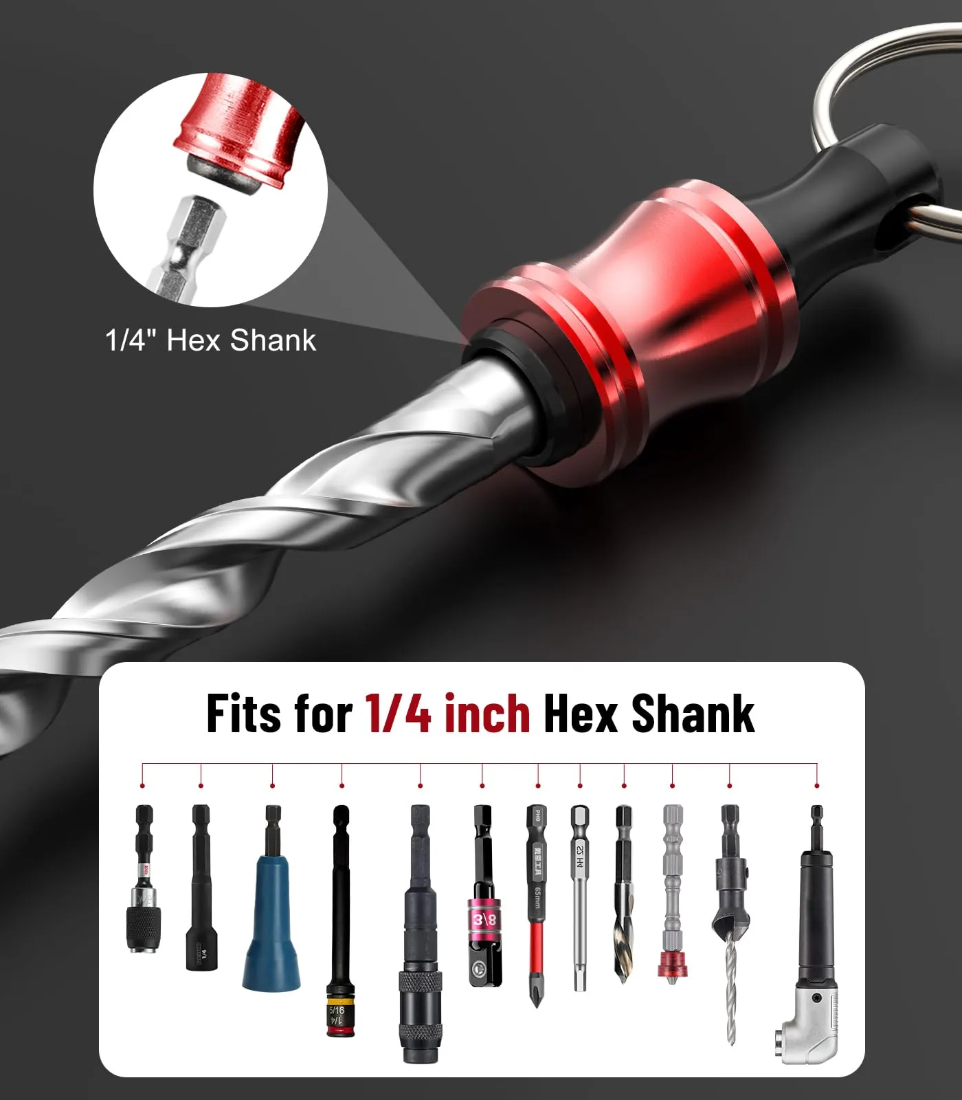 36pc-portable-bit-holder-keychain-1-4in-hex-shank-screwdriver-bit-clip-for-impact-driver-flexible-drill-bit-extension-nut-driver-w-black-carabiner-quick-release-lightweight-drill-s