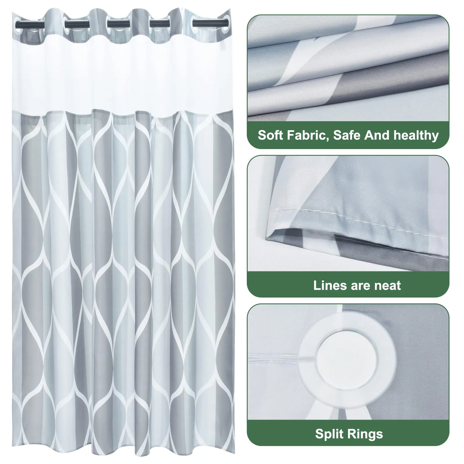 yiatn-no-hook-grey-shower-curtain-with-snap-in-fabric-liner-set-hotel-style-with-see-through-mesh-top-window-modern-geometric-waterdrop-design-water-repellent-washable-71x74-inch