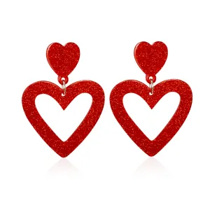Pendientes de Corazón Rosa Fucsia
