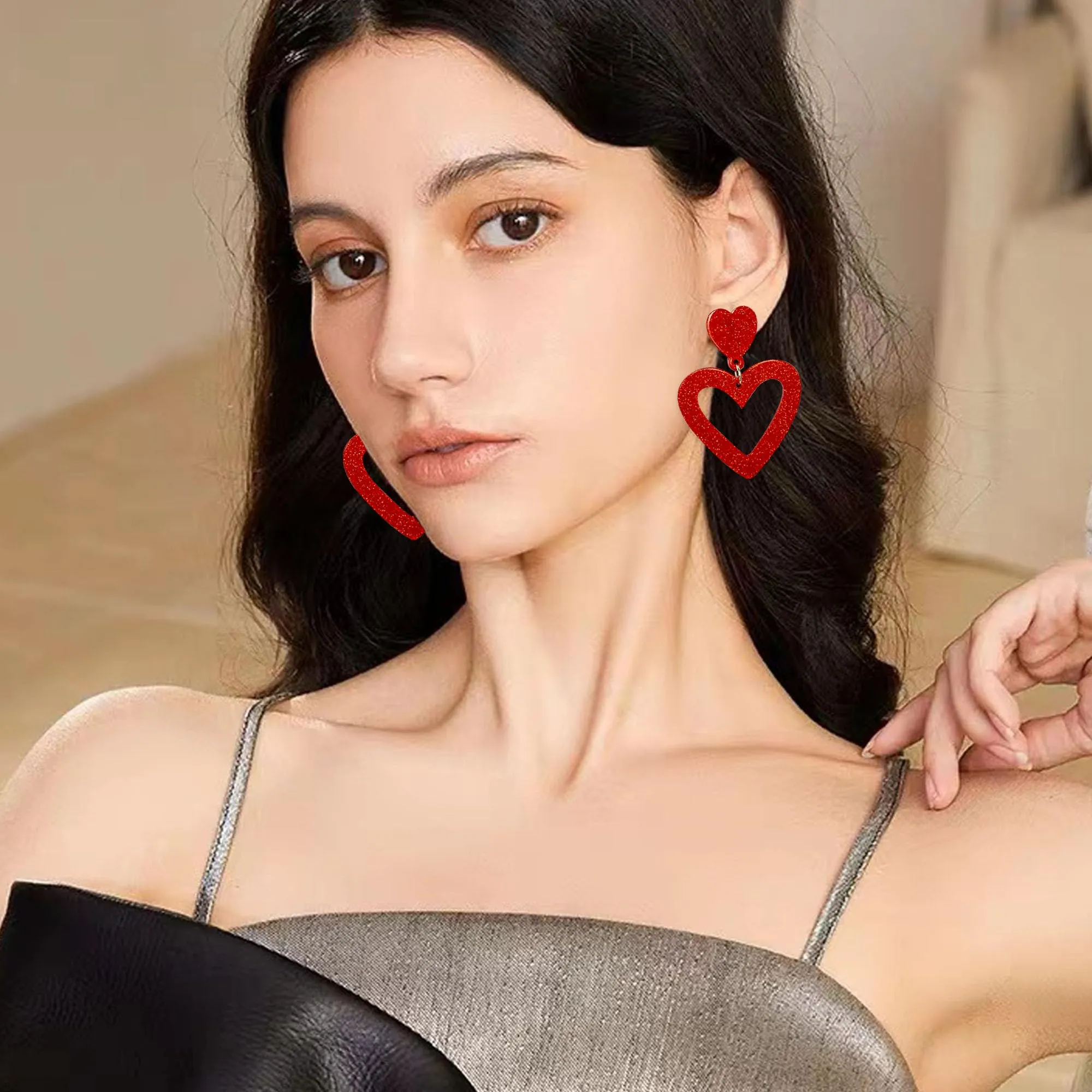 aishgjia-summer-hot-pink-love-heart-earrings-for-women-y2k-double-heart-red-dangle-earrings-lightweight-acrylic-earrings-jewelry-gifts-for-valentine-s-day-wife-mom