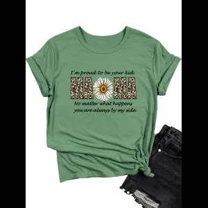 Camiseta Gráfica Leopard MAMA con Diseño de Margarita