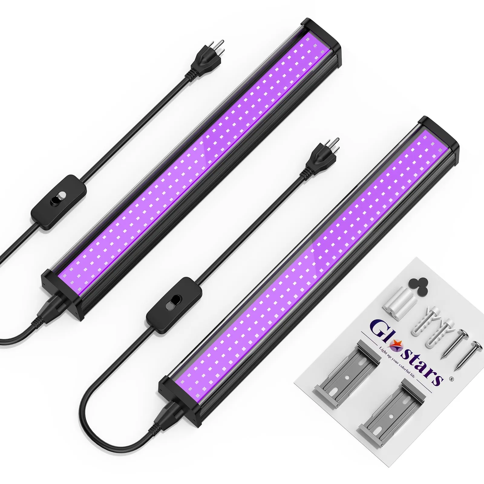 glostars-2-pack-26w-led-black-light-bar-black-lights-with-plug-switch-uv-strip-lights-for-glow-party-fluorescent-tapestry-poster-body-paint-and-cabinet-display