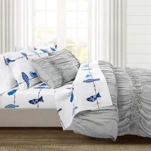 Navy Bird King Sheet Set