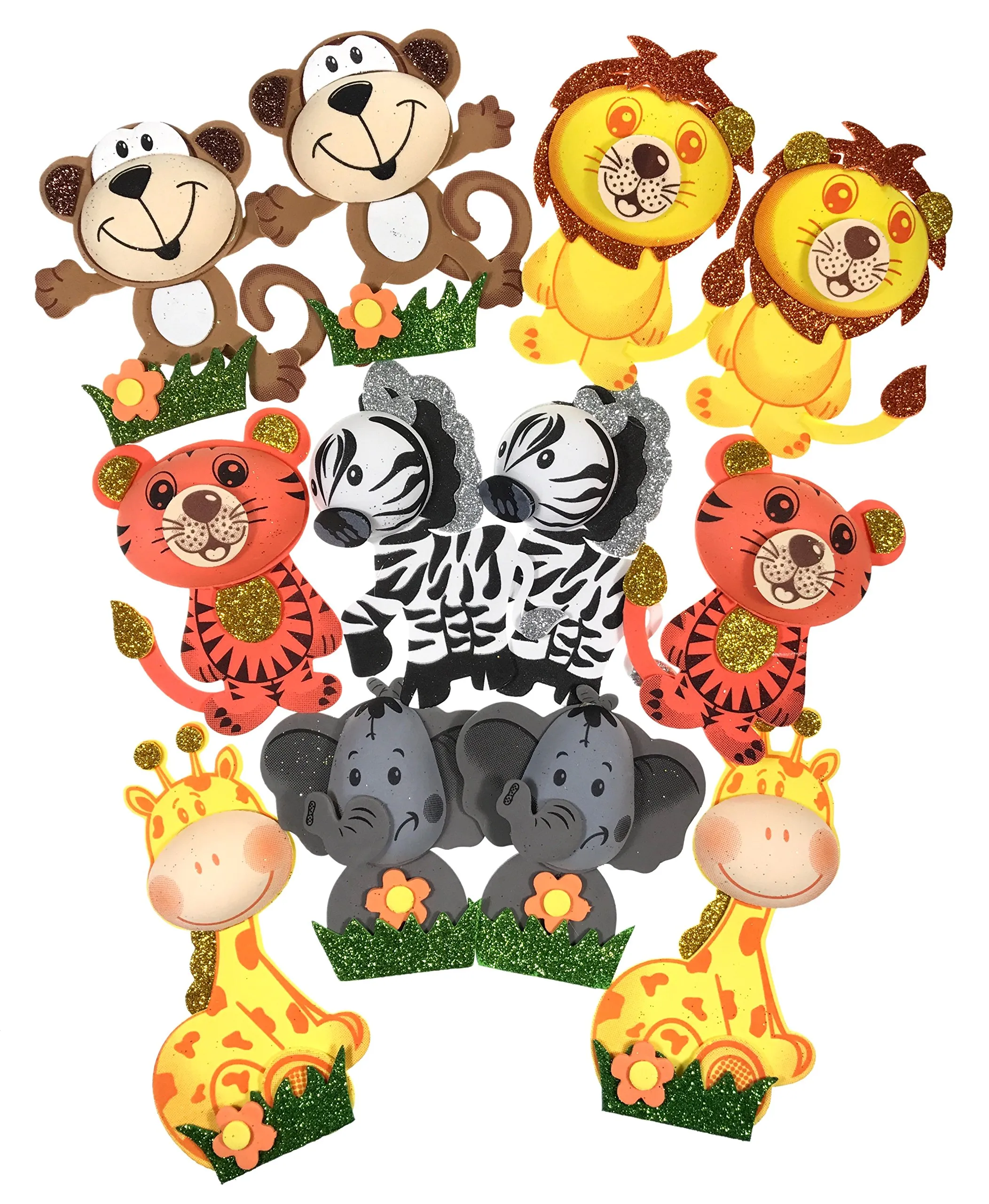 avellim-foam-safari-jungle-zoo-animals-foam-cutouts-for-baby-shower-theme-birthday-party-decoration-for-boys-and-girls-4-5-tall-set-of-18-wood-sticks-included