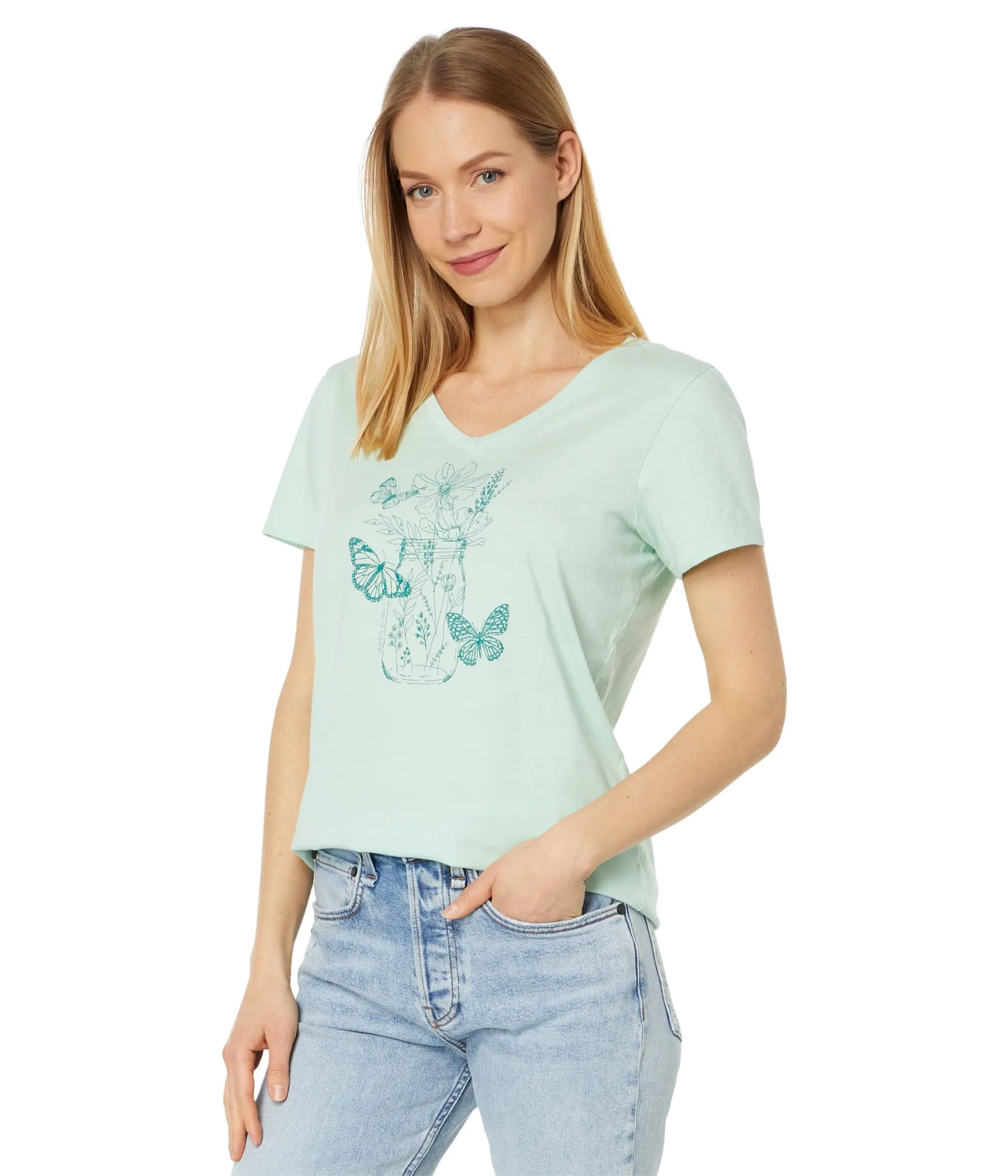 women-s-wildflower-and-butterflies-jar-short-sleeve-crusher-lite-vee