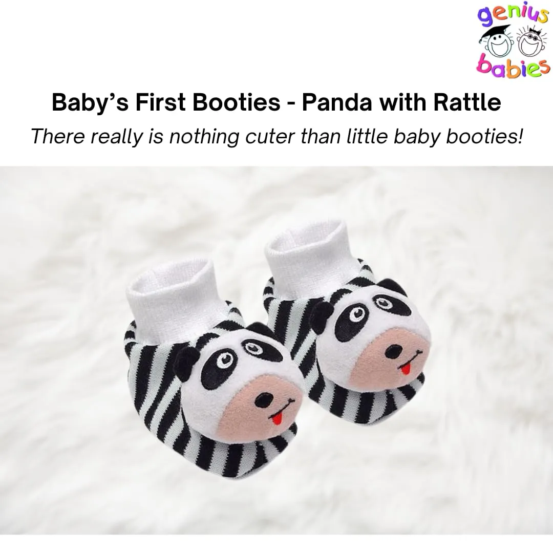 genius-babies-adorable-black-white-pair-of-panda-baby-booties-with-rattle-inside-for-newborns-and-infants