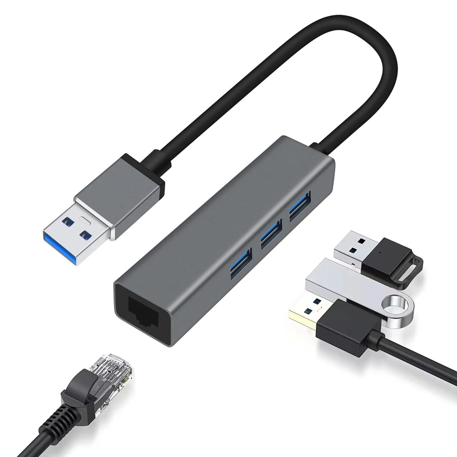 dtech-3-port-usb-to-ethernet-adapter-usb-3-0-hub-10-100-1000-mbps-gigabit-wired-network-cable-converter-for-laptop-notebook-desktop-computer-keyboard-router-modem-internet