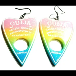 Pastel Rainbow Glitter Ouija Earrings