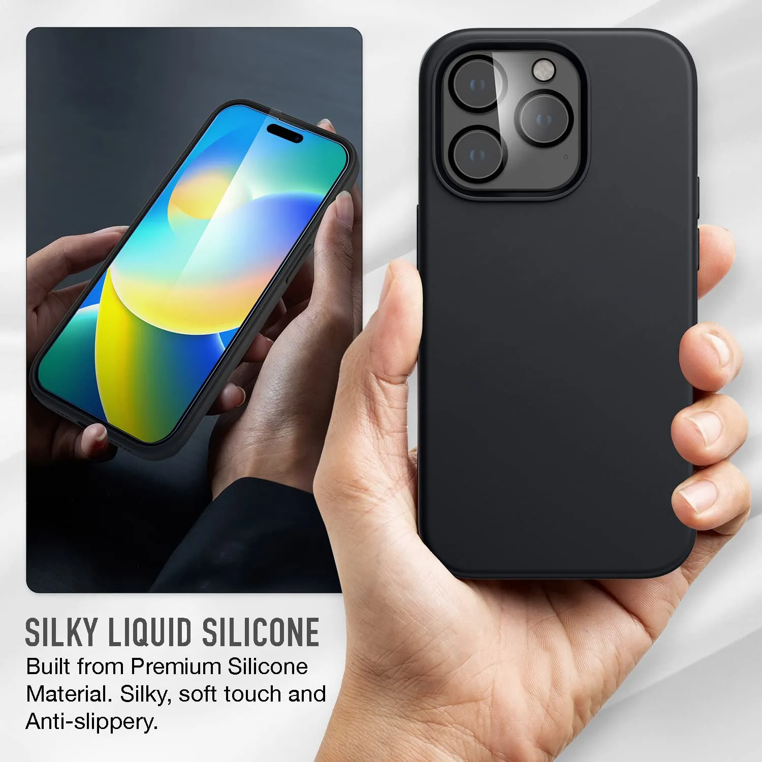 trianium-6-in-1-designed-for-iphone-14-pro-case-silicone-black-with-3-pack-screen-protector-2-pack-camera-lens-protector-bundle-protection-kit-hd-tempered-glass-slim-cover-6-1-inch