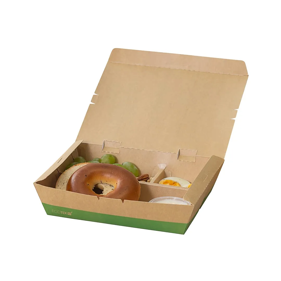 restaurantware-eco-tek-50-7-ounce-to-go-boxes-100-bento-boxes-3-compartments-tab-lock-closure-kraft-and-green-paper-take-out-boxes-pla-lining-for-restaurants-or-parties
