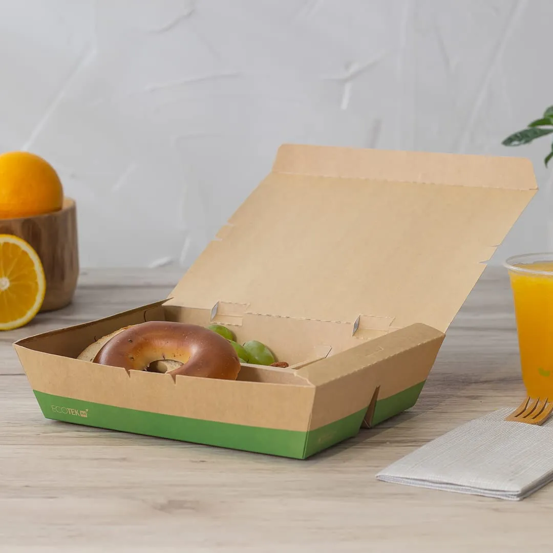 restaurantware-eco-tek-50-7-ounce-to-go-boxes-100-bento-boxes-3-compartments-tab-lock-closure-kraft-and-green-paper-take-out-boxes-pla-lining-for-restaurants-or-parties
