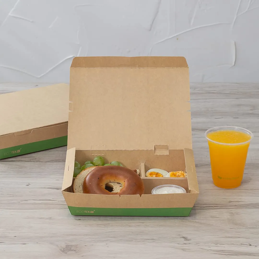 restaurantware-eco-tek-50-7-ounce-to-go-boxes-100-bento-boxes-3-compartments-tab-lock-closure-kraft-and-green-paper-take-out-boxes-pla-lining-for-restaurants-or-parties