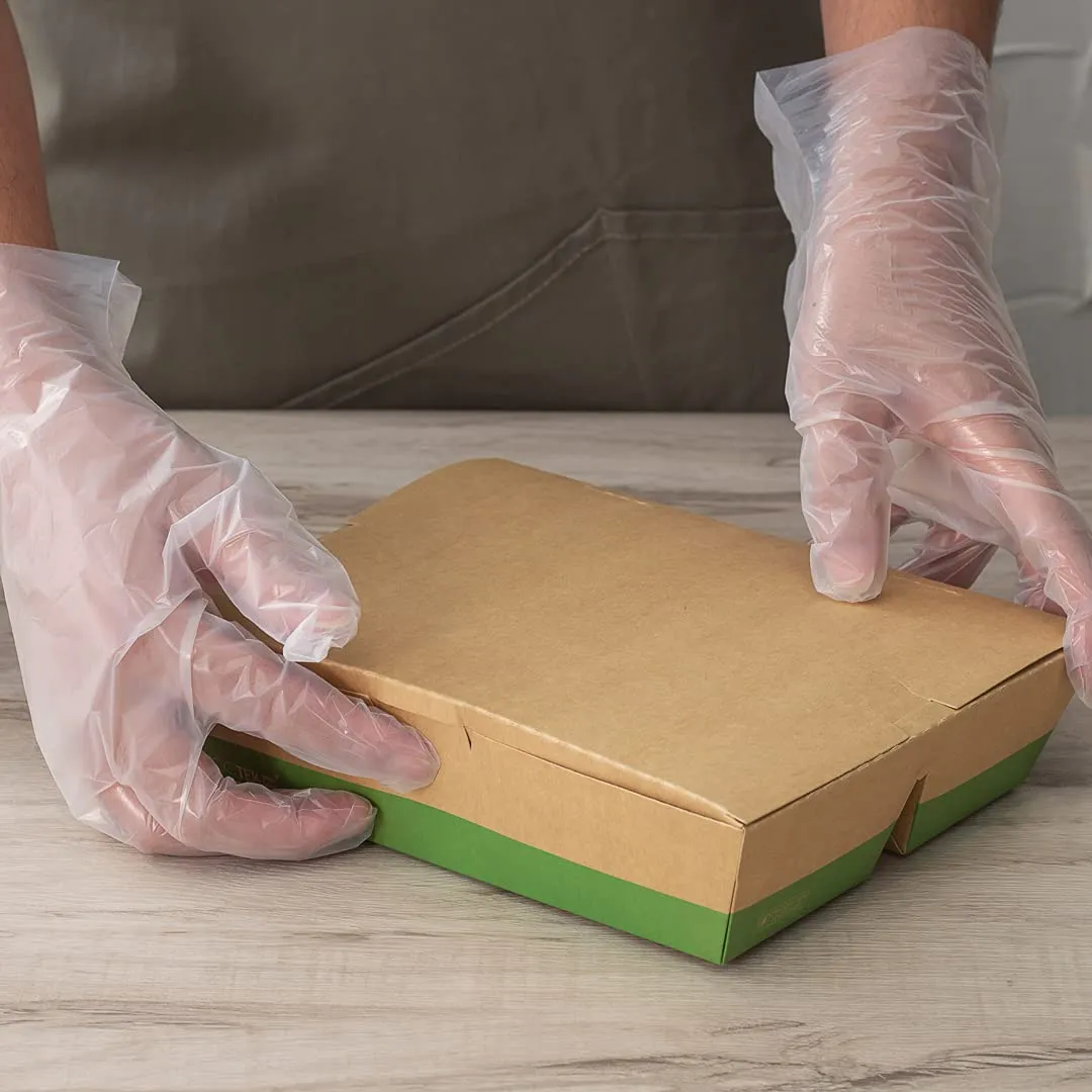 restaurantware-eco-tek-50-7-ounce-to-go-boxes-100-bento-boxes-3-compartments-tab-lock-closure-kraft-and-green-paper-take-out-boxes-pla-lining-for-restaurants-or-parties