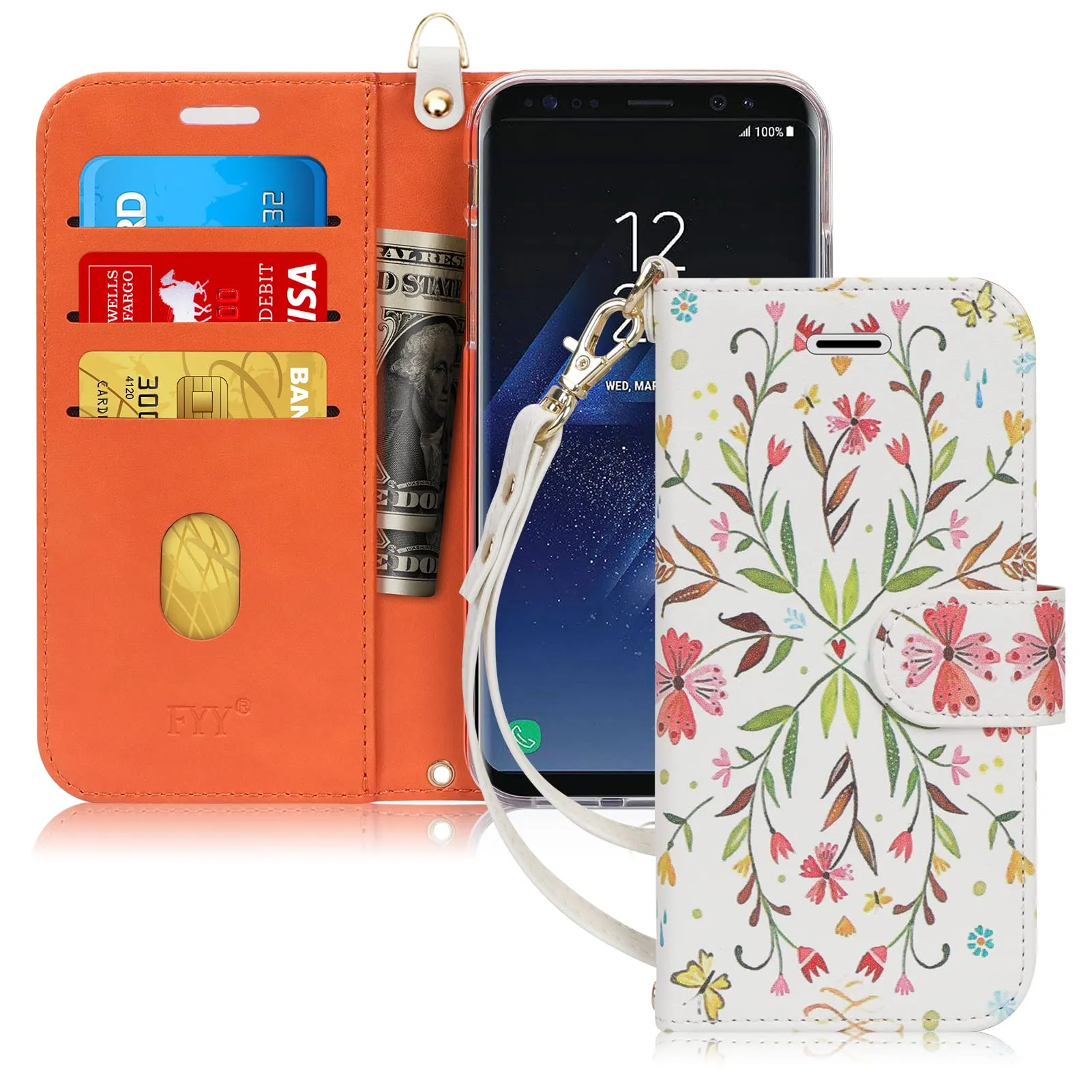 fyy-designed-for-samsung-galaxy-s8-case-pu-leather-wallet-phone-case-with-card-holder-flip-protective-case-cover-kickstand-feature-wrist-strap-for-samsung-galaxy-s8-spring