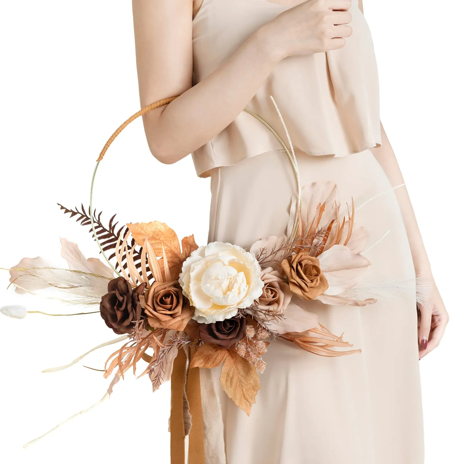 ling-s-moment-dried-terracotta-wedding-floral-hoop-wreath-for-bridesmaids-set-of-6-for-bridal-shower-ceremony-anniversary