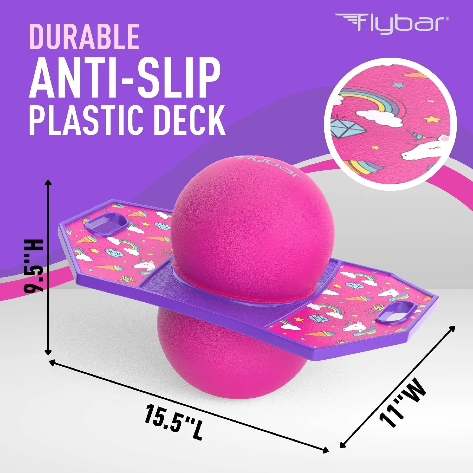 flybar-pogo-trick-ball-for-kids-trick-bounce-board-for-boys-and-girls-ages-6-up-to-160-lbs-includes-pump-easy-to-carry-handle-durable-plastic-deck-indoor-outdoor-toy-pogo-jumper