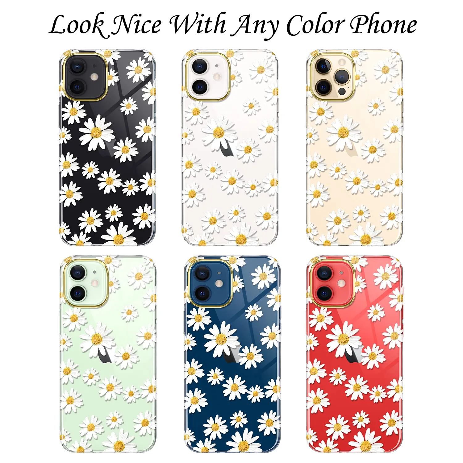 jiaxiufen-clear-case-compatible-with-iphone-12-iphone-12-pro-case-with-flowers-for-girls-women-shockproof-glitter-floral-pattern-hard-back-cover-phone-case-for-iphone-12-12-pro-6-1-daisy-white