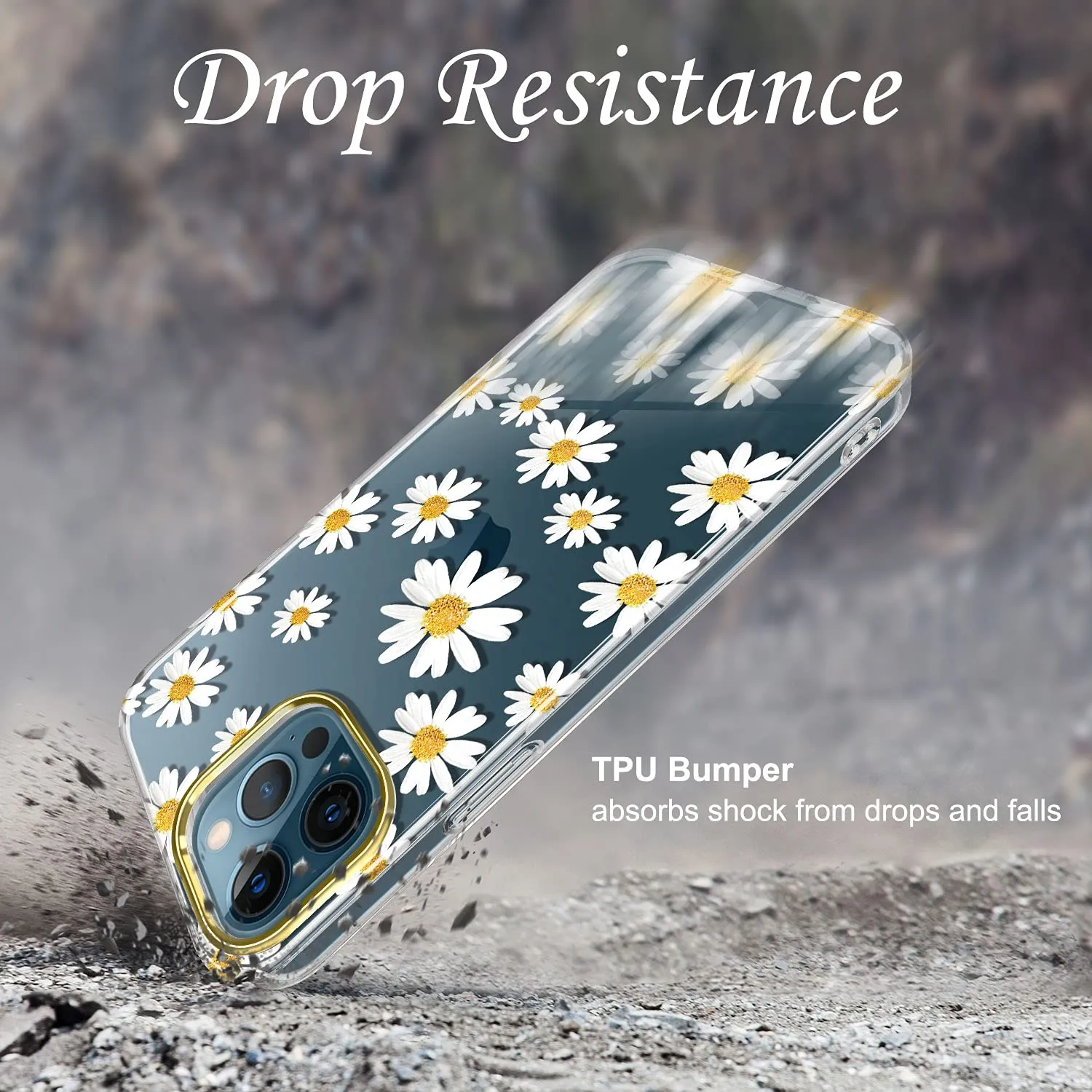 jiaxiufen-clear-case-compatible-with-iphone-12-iphone-12-pro-case-with-flowers-for-girls-women-shockproof-glitter-floral-pattern-hard-back-cover-phone-case-for-iphone-12-12-pro-6-1-daisy-white