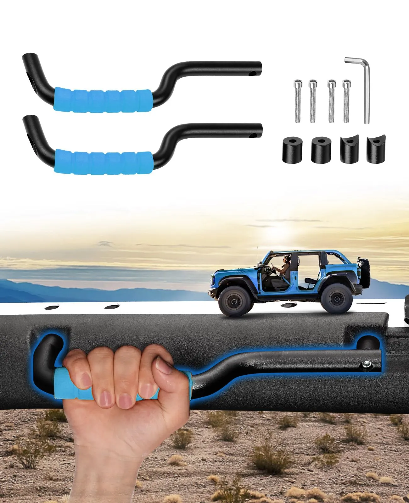 sunsdrew-grab-handles-for-2021-2024-ford-bronco-2-4-door-only-fit-front-seat-roll-bar-handgrip-handle-upgraded-non-slip-aluminum-grip-handles-bronco-interior-accessories-not-fit-rear-seat