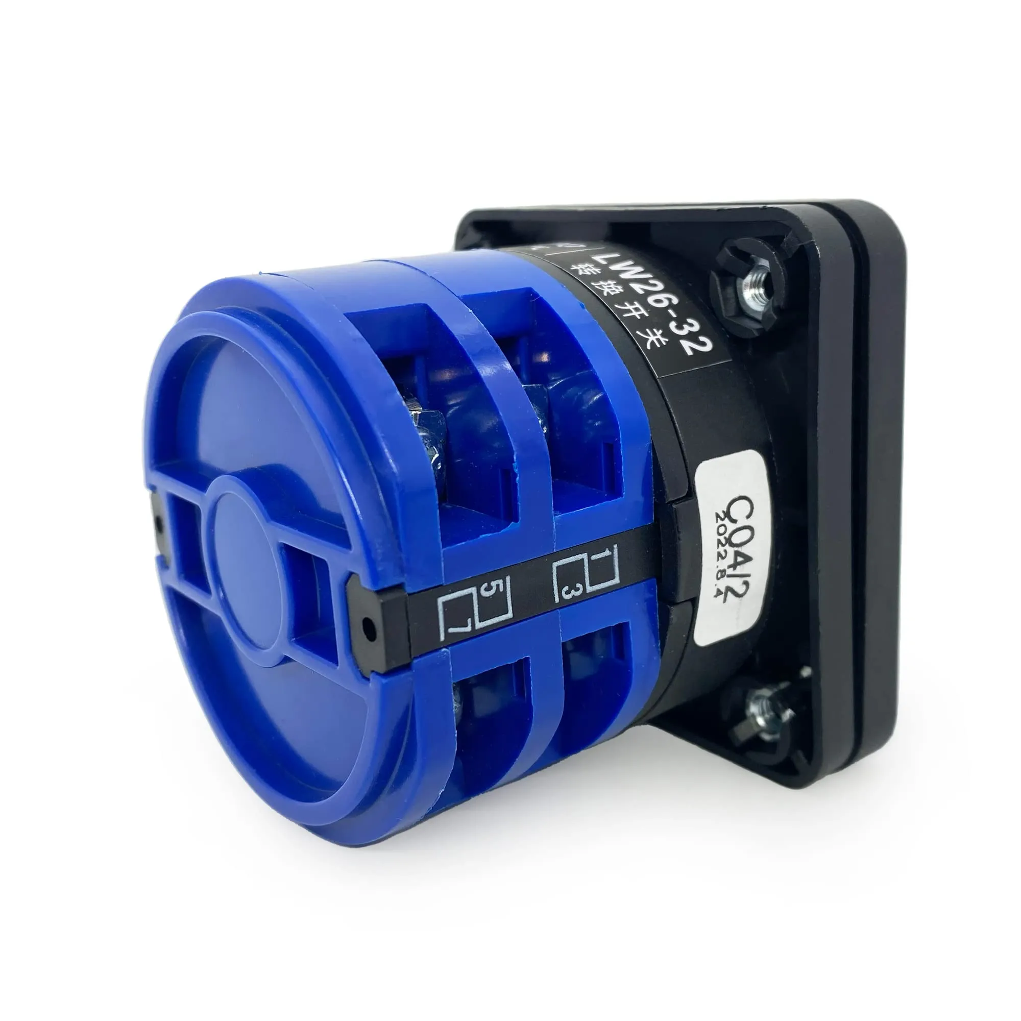 lepevney-changeover-switch-universal-rotary-cam-selector-latching-switches-2-positions-8-terminals-lw26-32-c04-2-660v-32a-black-blue