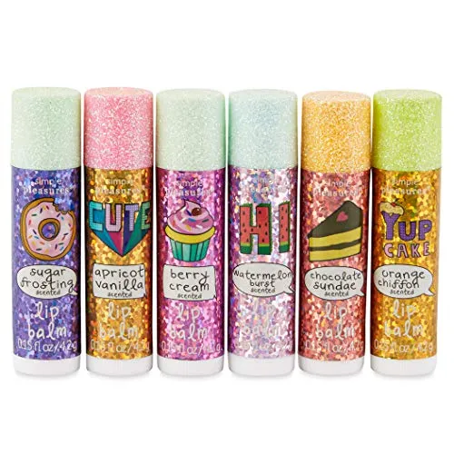 6-piece-scented-lip-balm-set-pack-of-6-sweet-like-donuts-roll-on-flavored-lip-balm-sticks-with-beesax-in-a-small-zipper-purse-case-for-girls-by-tri-coastal-design