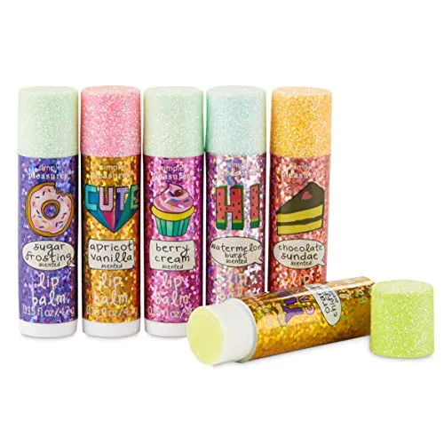 6-piece-scented-lip-balm-set-pack-of-6-sweet-like-donuts-roll-on-flavored-lip-balm-sticks-with-beesax-in-a-small-zipper-purse-case-for-girls-by-tri-coastal-design