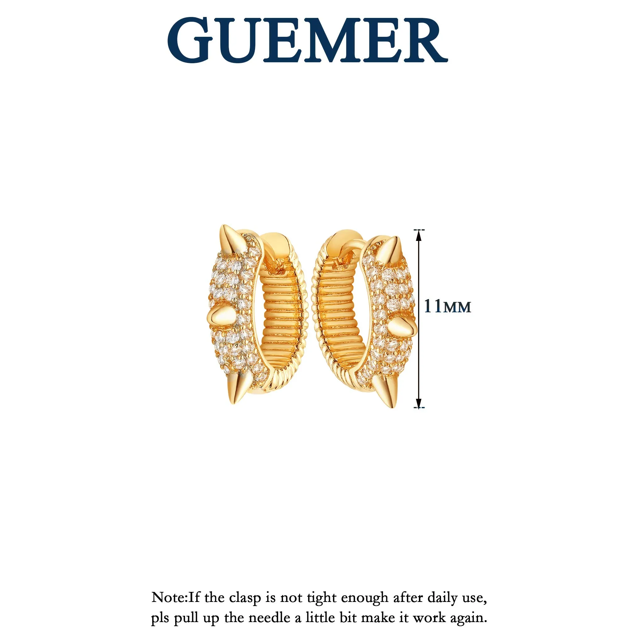 guemer-gold-spike-huggie-hoop-earrings-14k-gold-plated-dainty-turquoise-cz-cone-thorn-spike-ear-cuff-for-gift