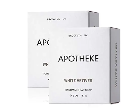 apotheke-luxury-scented-bar-soap-white-vetiver-5-oz-2-pack-aromatherapy-olive-palm-coconut-oils-lightly-scented-moisturizing-cold-process-clean-moisturize-revive-wash-artisan-made