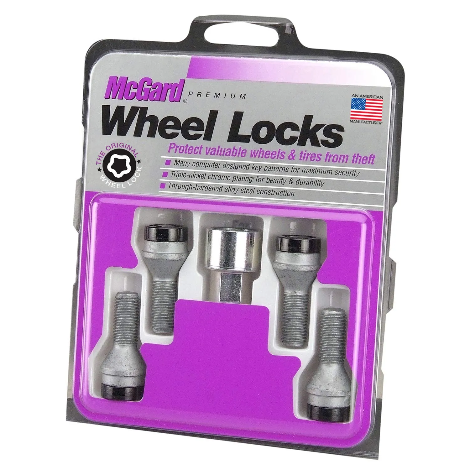 mcgard-27316-black-bolt-style-cone-seat-wheel-lock-set-m12-x-1-25-thread-size-set-of-4-locks-and-1-key