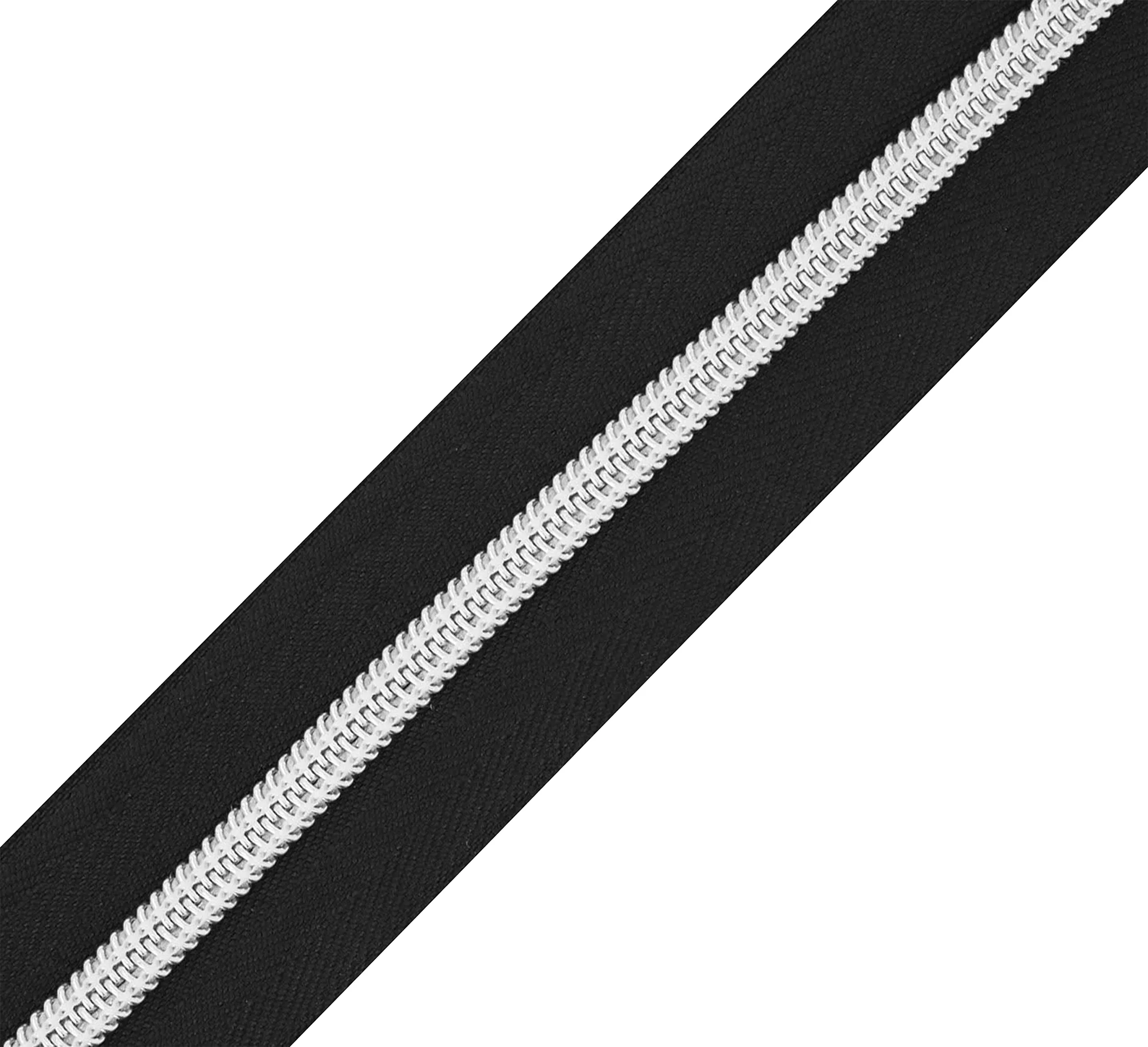 mandala-crafts-metallic-silver-zipper-tape-by-the-yard-5-with-pulls-black-nylon-coil-upholstery-zippers-for-sewing-continuous-zipper-chain-10-yard-long-zipper-roll