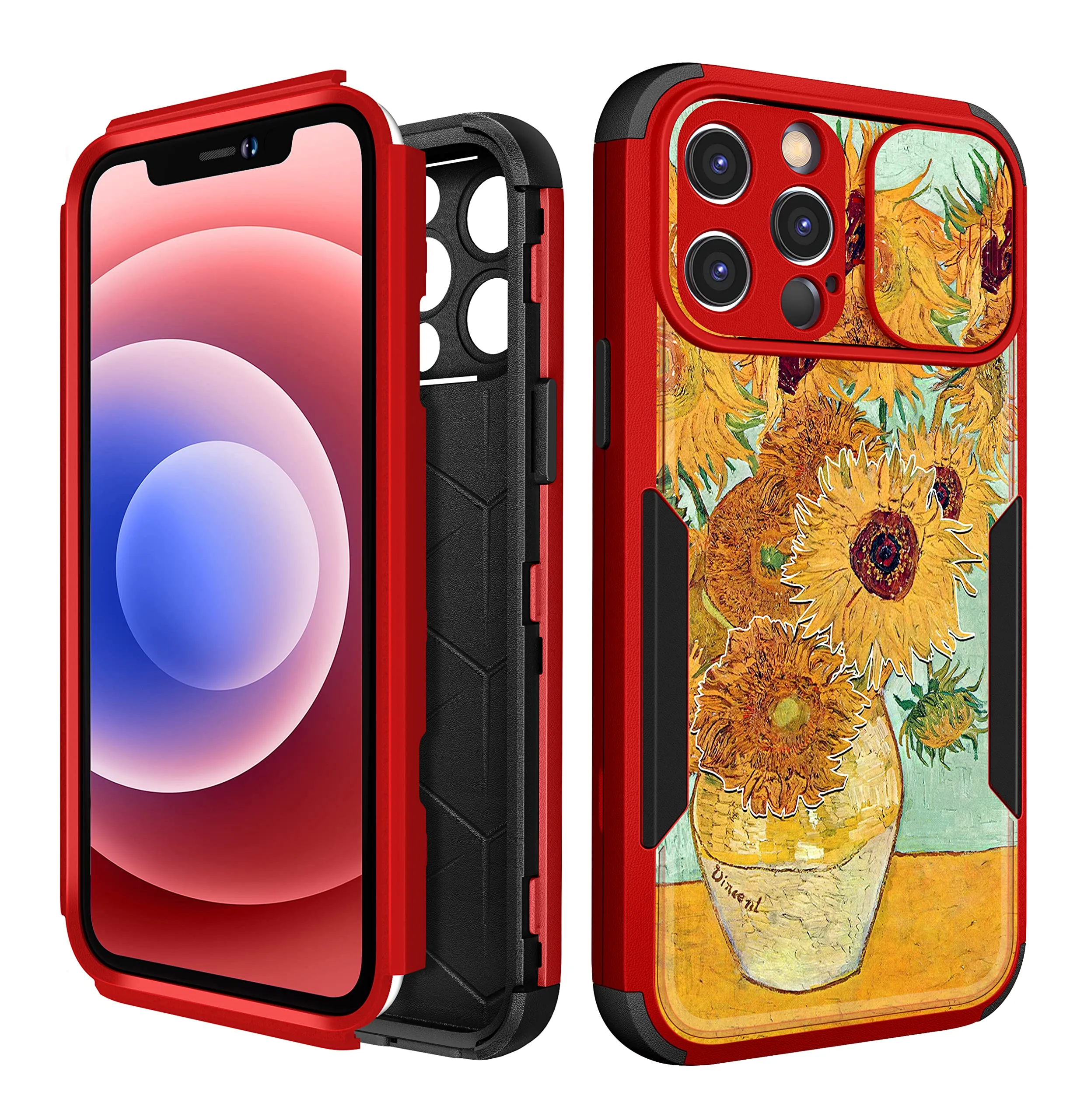 plakill-for-iphone-13-pro-max-phone-case-with-camera-cover-for-women-girls-men-heavy-duty-protective-shockproof-cute-sunflower-cases-for-iphone-13-pro-max-with-slide-camera-protect